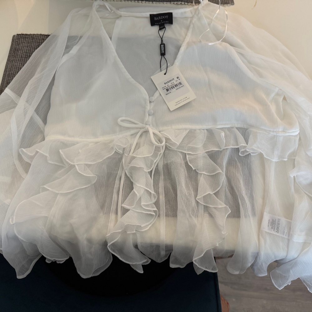 NWT Bardot Rosalo Ruffle Blouse - Size AU 6 Medium